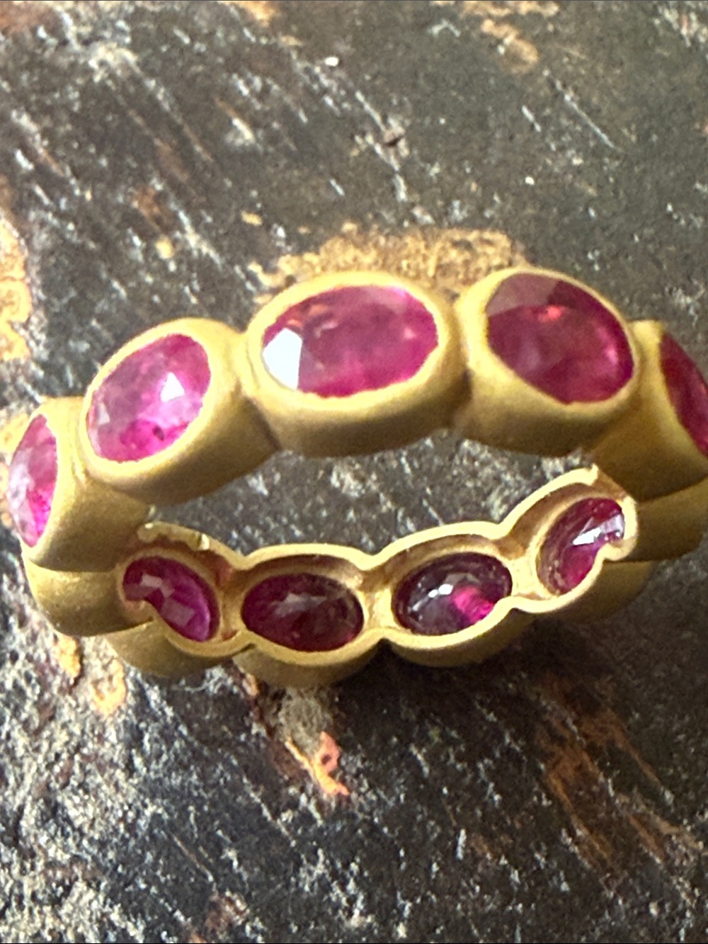 Ruby gold bezeled ring. New in box from Sundance.